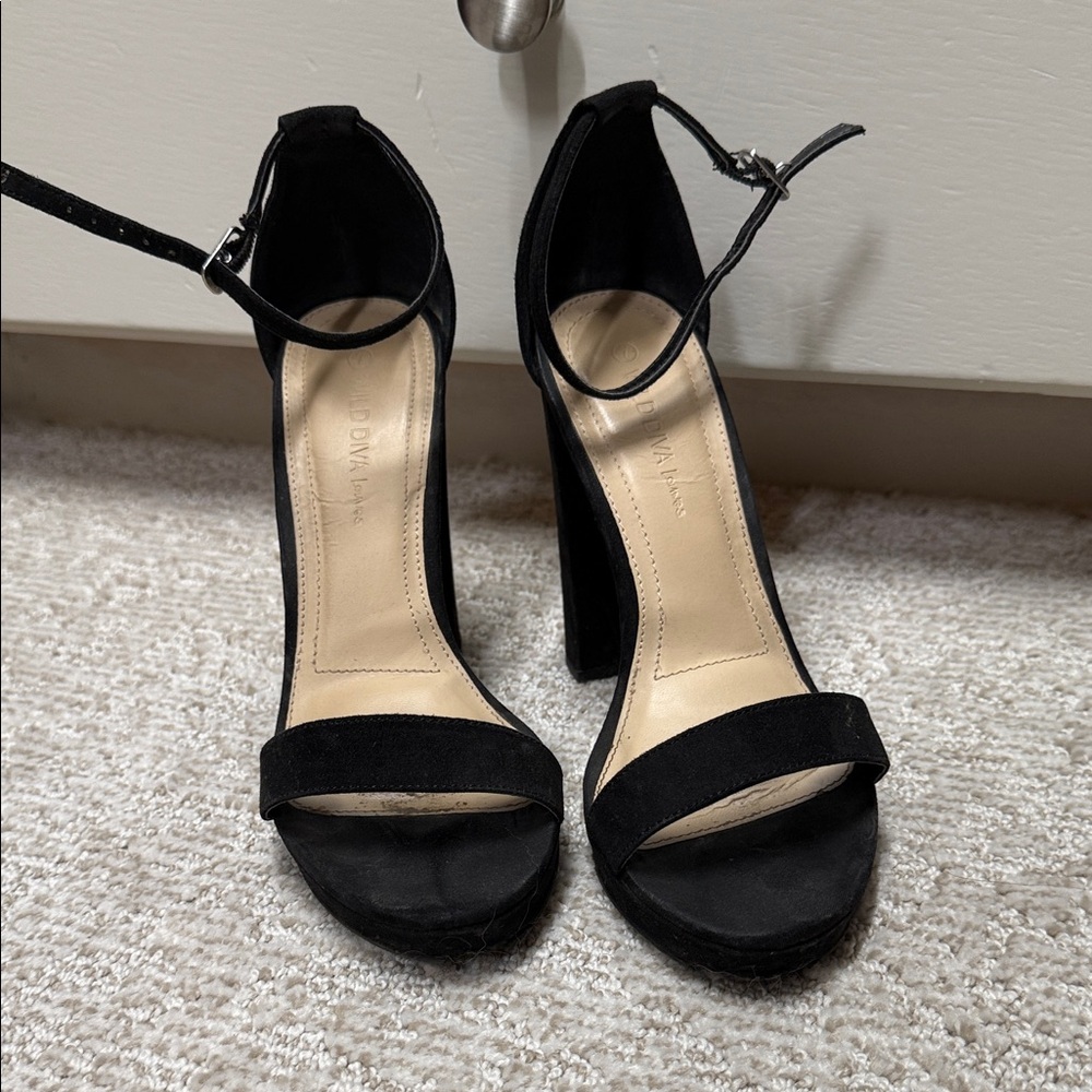 Wild Diva Black Ankle Strap Heels